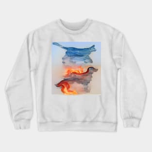 fire and water cat and dog Crewneck Sweatshirt